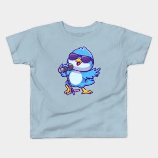 Cute Bird Singing Cartoon Kids T-Shirt